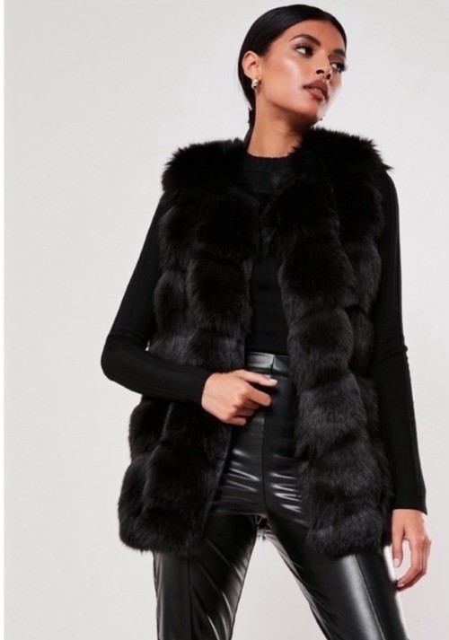 Missguided Black Faux Fur Bubble Vest Size  2