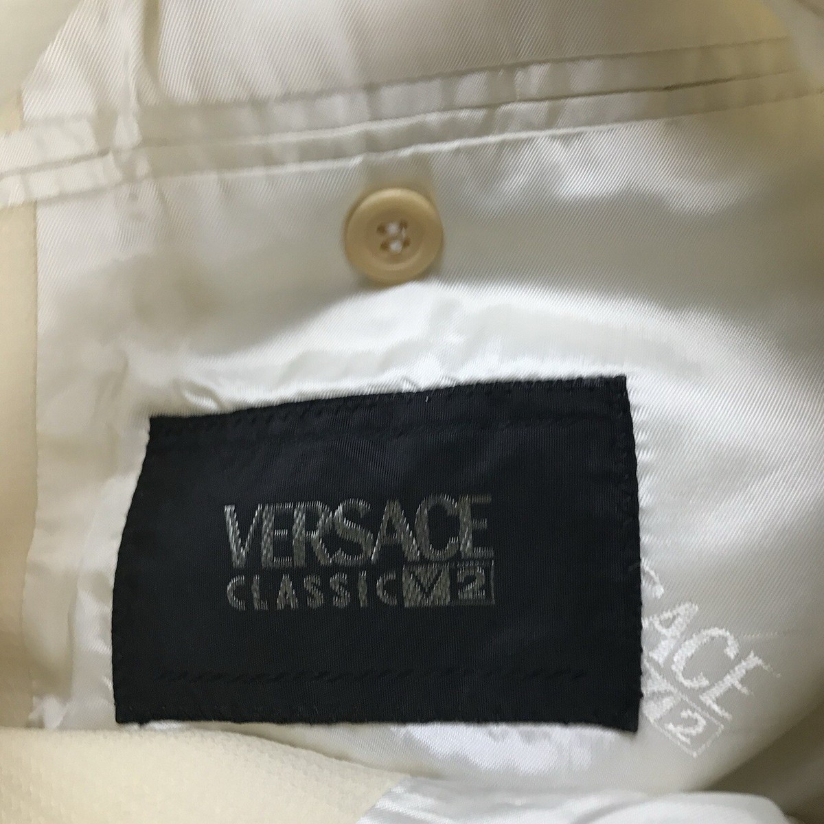 Versace Classic V2 Blazer Mens 50 Cream Woolen Lined Button