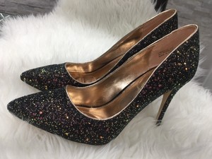 black glitter stilettos
