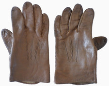 Alte Handschuhe Leder gefüttert Vintage Retro braun Gr. 6 7