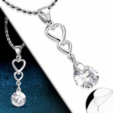 Fashion Alloy Open Love Heart Travel Charm Chain Necklace With Clear