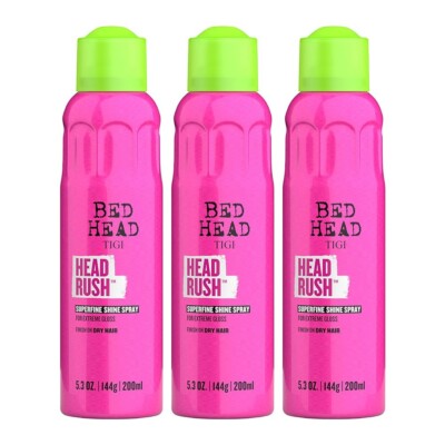 3 PK TIGI Bed Head Headrush Shine Hair Spray for Smooth Shiny Hair 5.3 oz