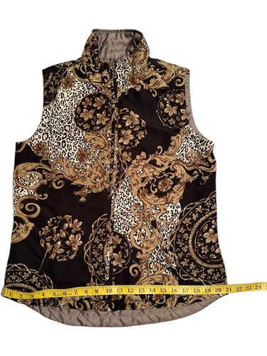 Casual Identity Double Sided Vest Womens Medium Animal Print Floral Lightweight - Picture 14 of 16