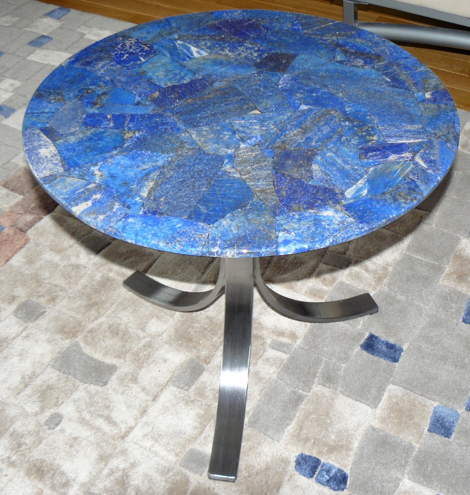 15x15 Lapis Round Coffee Side Table Handmade Kitchen Office Decor