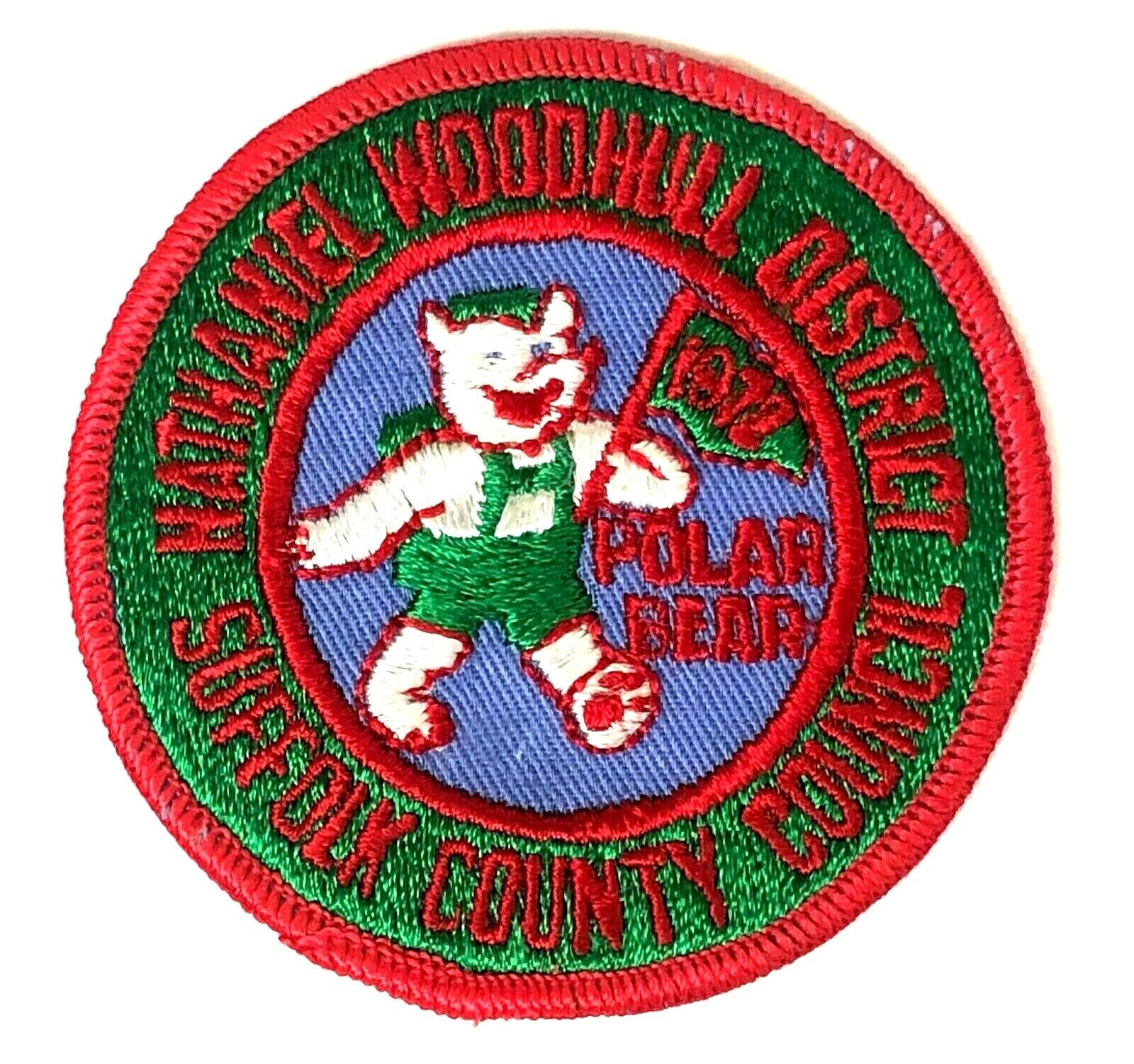Vtg 1972 Nathaniel Woodhull District Boy Scout Patch Polar Bear Suffolk County