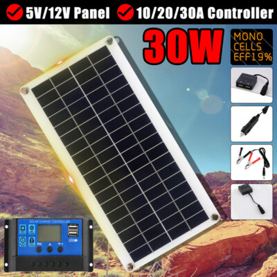 30W Solarpanel Dual USB Output Solarzellen Poly 12V/24V Batterie Power Charger