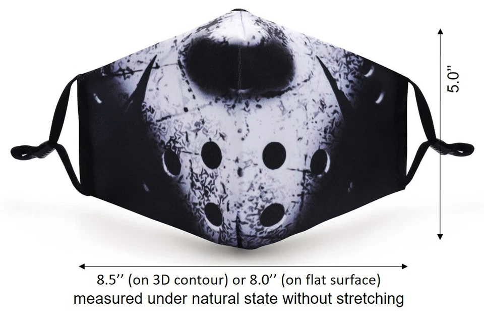 Jason Voorhees Face Mask Friday The 13th with Filter Pocket 2 Filters Reusable - Image 2 of 4