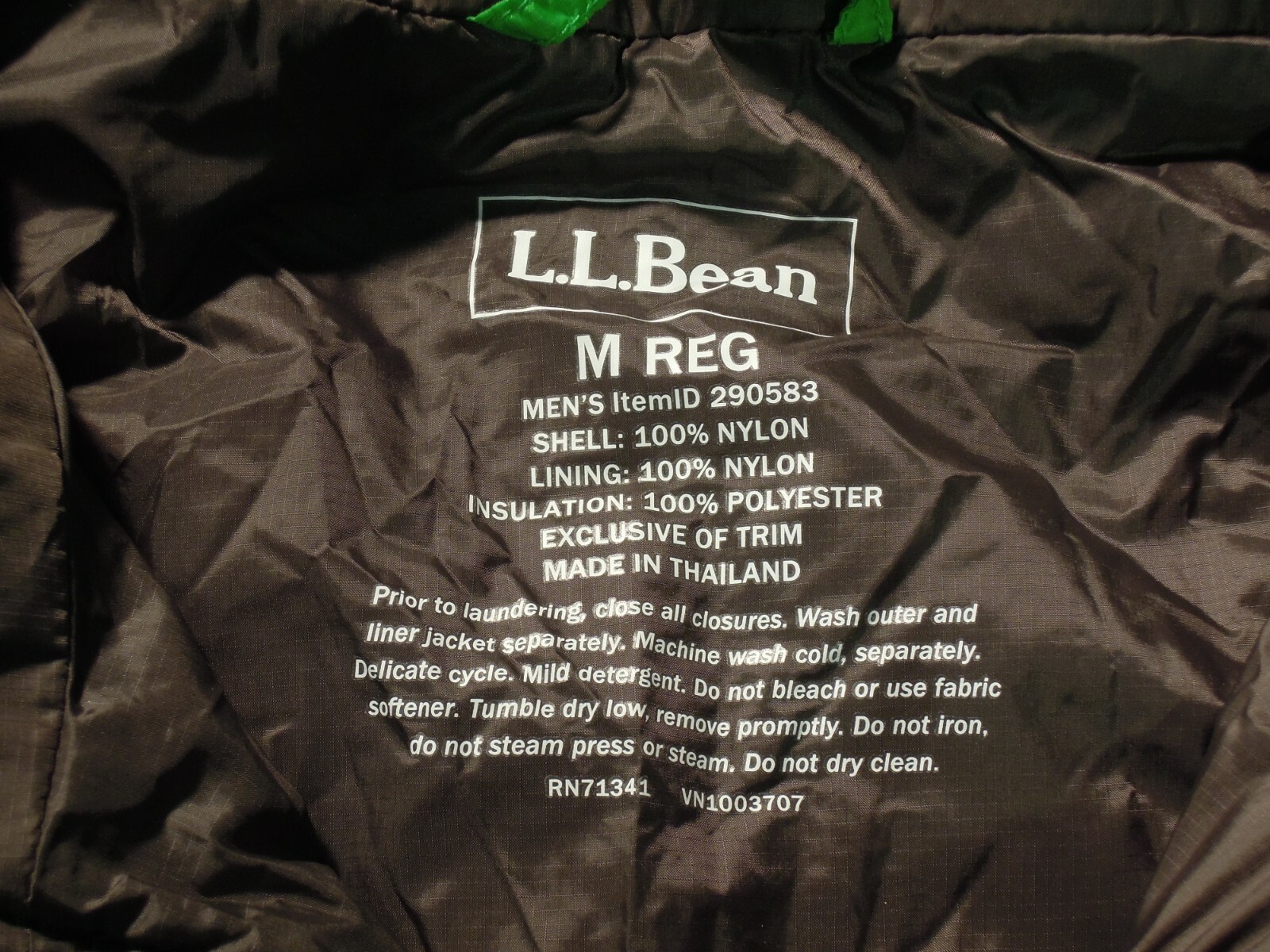 LL BEAN Vintage Green Quilted Puffy 