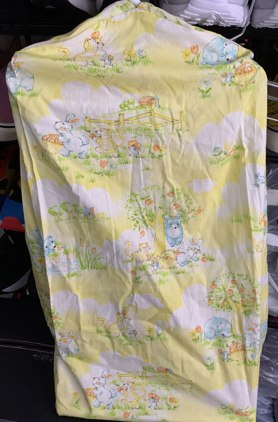 Vintage 1978 Dundee Mills Baby Diaper Stacker Yellow Animal Print