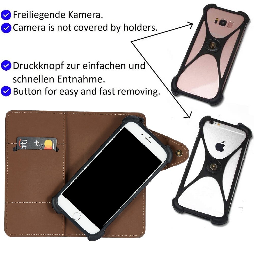taschen und schutzhüllen für das doogee x5 pro aus leder WALLETCASE HANDYTASCHE FÜR Doogee X95 Pro BRAUN SCHUTZ HÜLLE BOOK FLIP