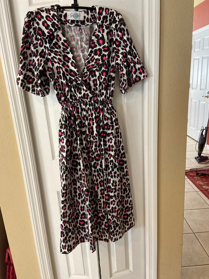 Vestido Tara Starlet Rosa Leopardo Pequeño Nuevo sin Etiquetas