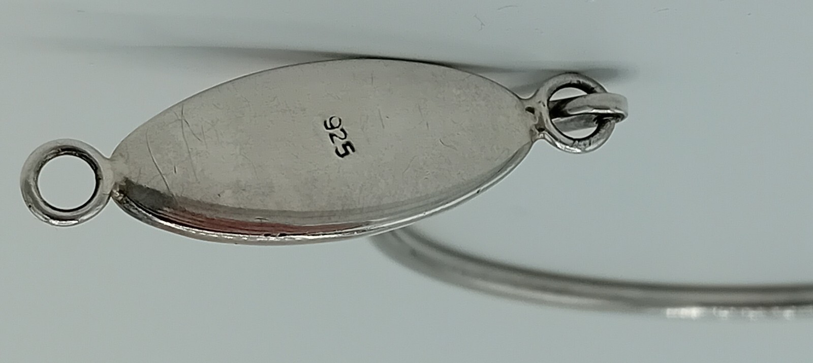 Amber Solid Silver Long Oval Bangle With Inclusio… - image 4