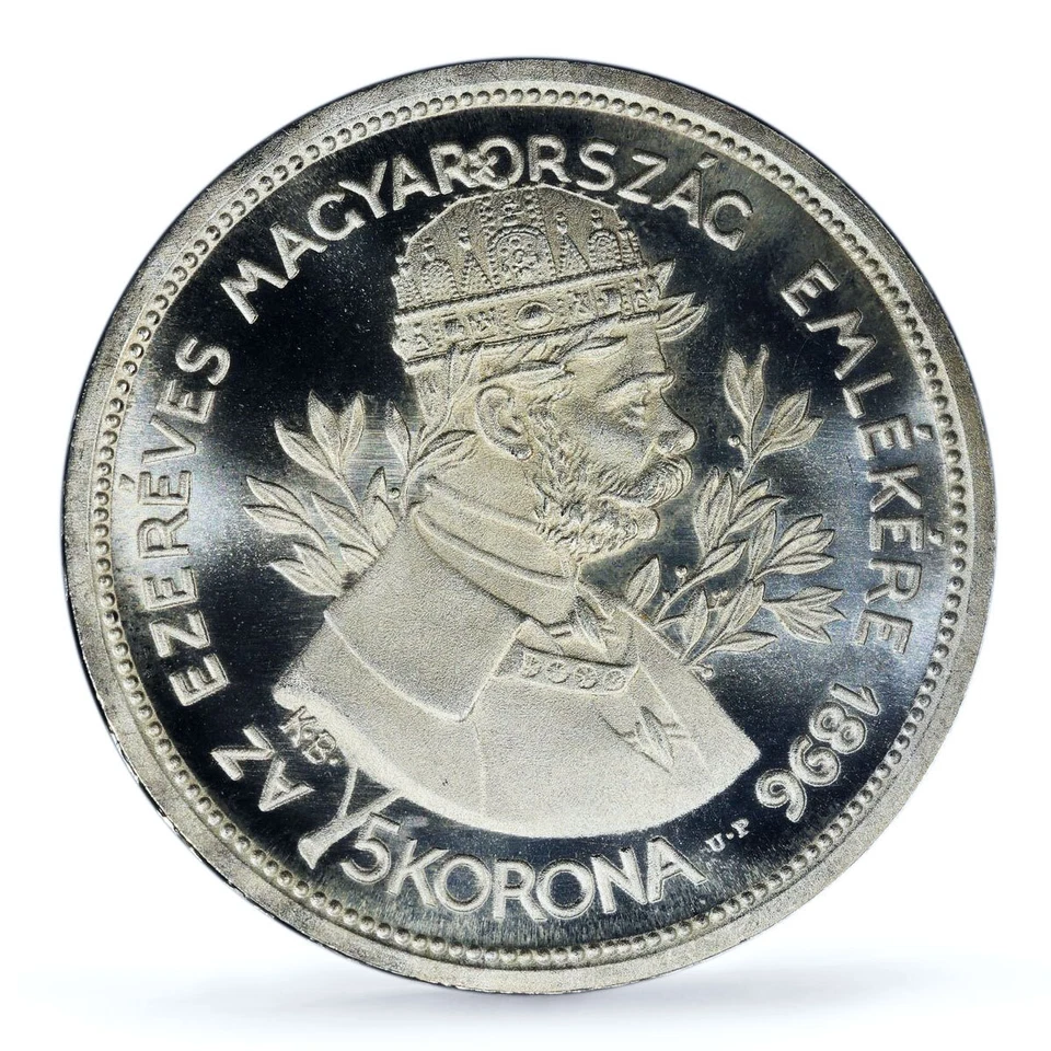 Hungría 5 coronas Franz Joseph I jinete RESTRIKE PR66 PCGS moneda de plata 1896 Foto 3 de 4