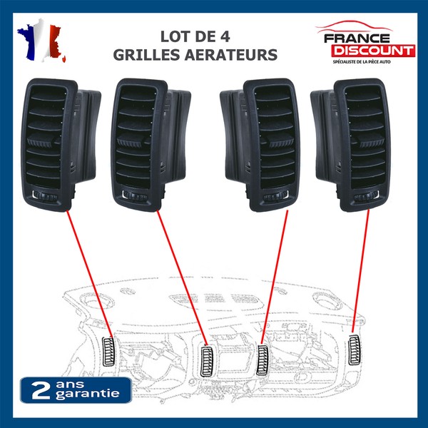 4 Zentrale BelüFtungsgitter FüR Trafic 2 Vivaro 93160688 7701054458-image