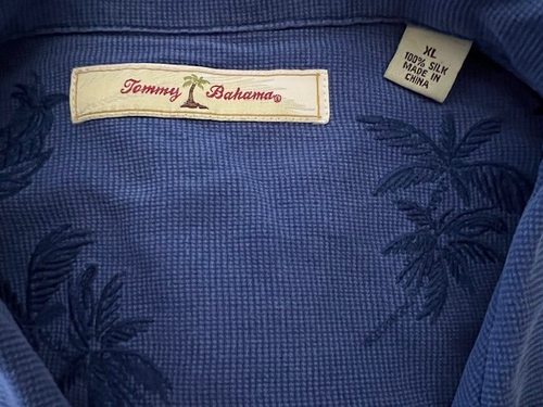 Tommy Bahama 100% Silk Short Blue Sleeve Button-Up Men's Shirt XL - Imagen 3 de 3