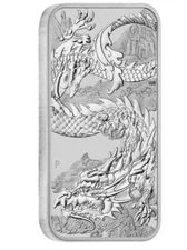 2023 1 oz Silver Australian Dragon Coin Bar $1 BU