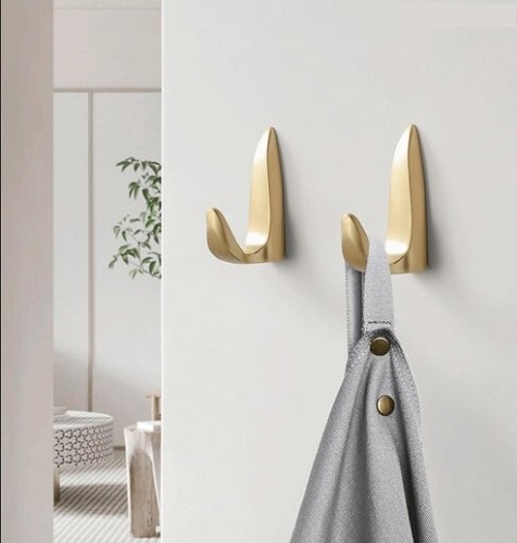 moisture Wall Hook Pack of 2 Coat Rack Metal Wall Hooks Gold Decorative Hooks - Picture 5 of 5