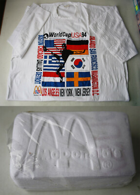 VERY RARE VINTAGE 90'S MCDONALDS USA WORLD CUP 94 FLAGS T-SHIRT XL