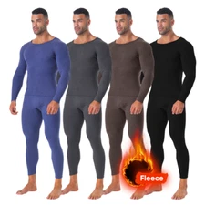 Mens Long Johns Thermal Underwear Fleece Lined Base Layer Soft Tops&Pants Set US