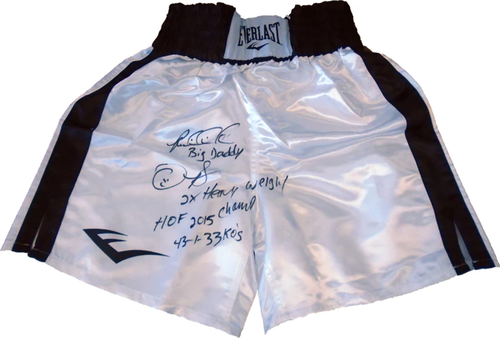Riddick Bowe Autographed Boxing Trunks (JSA) - Picture 2 of 3