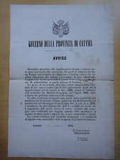 1861-AVVISO-GOVERNO DELLA PROVINCIA DI CATANIA-Ponte sul Fiume Tempio