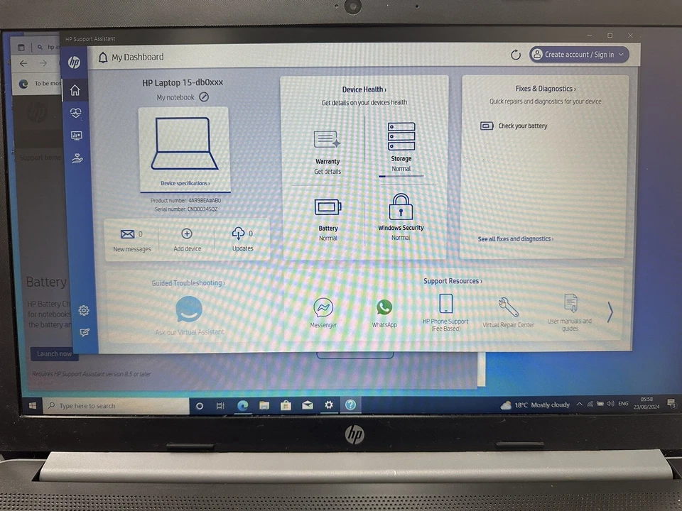 HP 15-db0521sa 15.6" AMD A6-9225 2.40GHz 4GB Laptop 4AR98EA#ABU Windows 10 Pro - Image 2 of 4