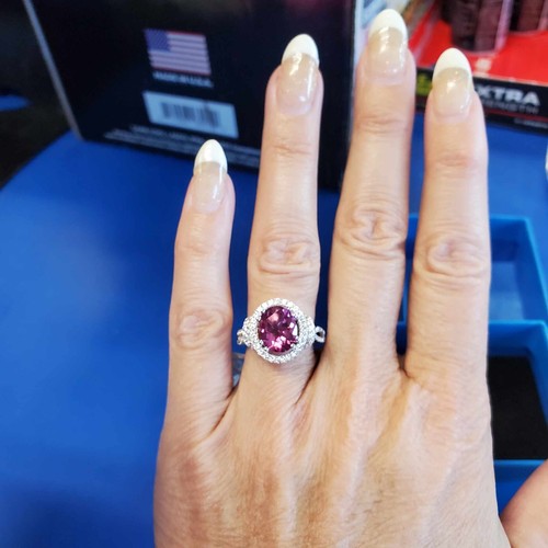 .925 STERLING SILVER VICTORIA WIECK PINK TOPAZ OVAL BY SWAROVSKI SIZE 5 RING NEW - Picture 5 of 6
