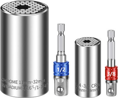 Universal Socket Set (7-19Mm 11-32Mm) Super Socket for Unscrew Any Bolt Tools wi