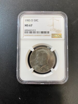 1985 D KENNEDY HALF DOLLAR NGC MS-67 - UNCIRCULATED - CLAD - CERTIFIED ...