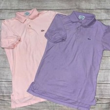 Vintage izod Lacoste pastel polo shirt youth 20 lot of two pink purple read O1