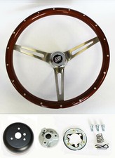 1964-1966 Buick Skylark Gs Wood Steering Wheel High Gloss Grip 15 With Rivets