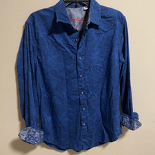 ROBERT GRAHAM Salisbury Damask Button Down Fit Flip Cuff Button Down- Size M