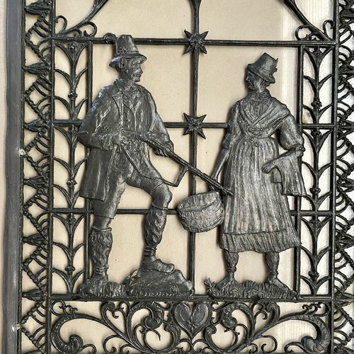 Vintage Zinn Pewter German Bavarian Wall Hanging Antique Folk Costume Art - Picture 2 of 4