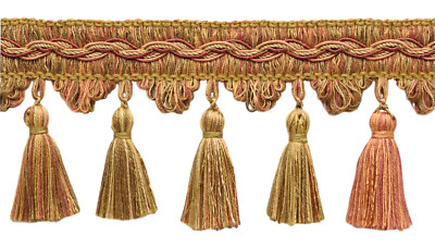 Scalloped Tassel Fringe Trim, Color# VNT9 - Sunset Beige [5 Yards]