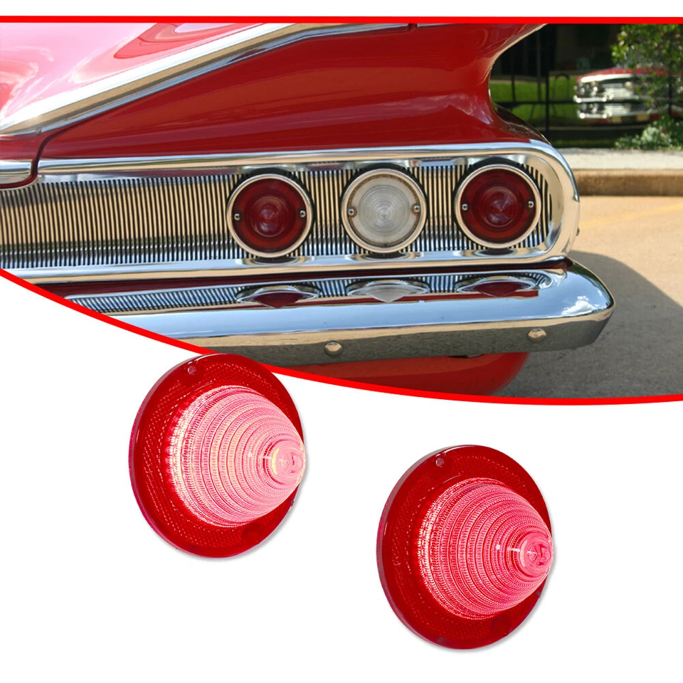 2 PIEZAS Luces de freno traseras LED rojas 1960-1961 Impala Bel Air Biscayne El Camino Foto 3 de 4