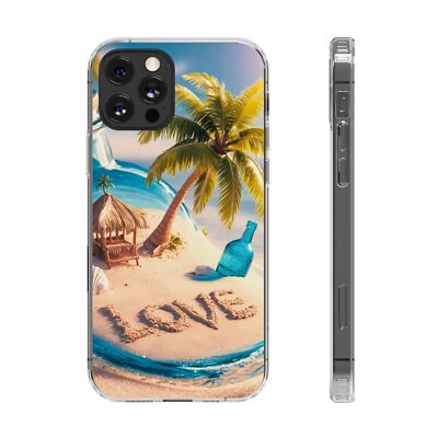 Tropical Paradise 3D Render Cell Phone Case   Hyper-Realistic Beach Scene