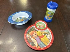 Tigger & Pooh Super Duper Sleuth Disney Store Exclusive Plate Bowl Sippy Cup EUC