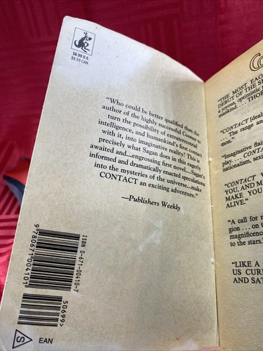 Contact by Carl Sagan 1985 , 1st Pocket Books Print 1986, Paperback - Picture 3 of 7