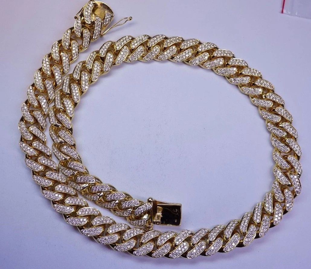 100 Carats Diamond 1 Solid Yellow Gold Miami Cuban Link 22 MM ASAAR | eBay