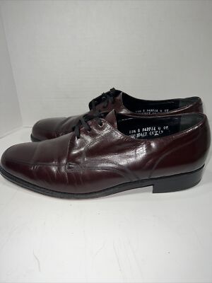 Florsheim Mens Burgundy Kidskin Leather Apron Toe Derby Dress