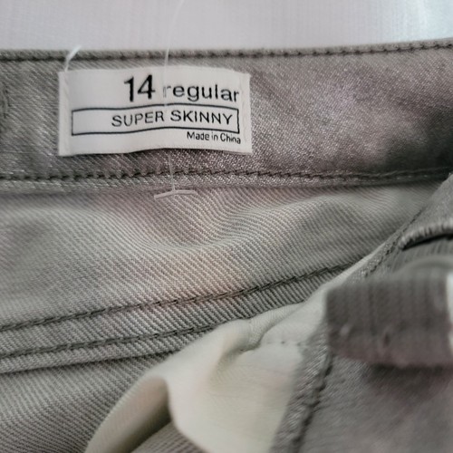 Gap Kids Jeans 1969 Super Skinny Girls Size 14 Metallic Silver - Picture 4 of 13