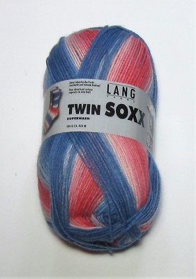 100g ball LANG TWIN SOXX superwash sock knitting yarn #0173 BLUE RED PINK