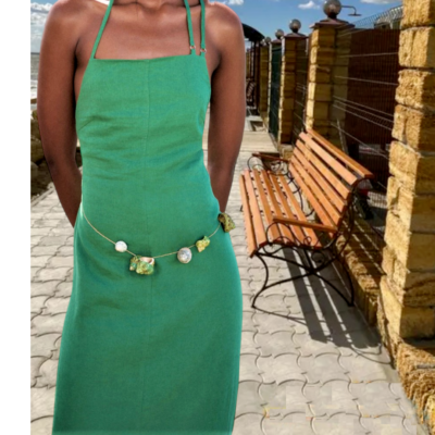 ZARA LINEN BLEND DRESS WITH OPEN BACK Green SIZE L | 2894/215/500 for sale  online | eBay