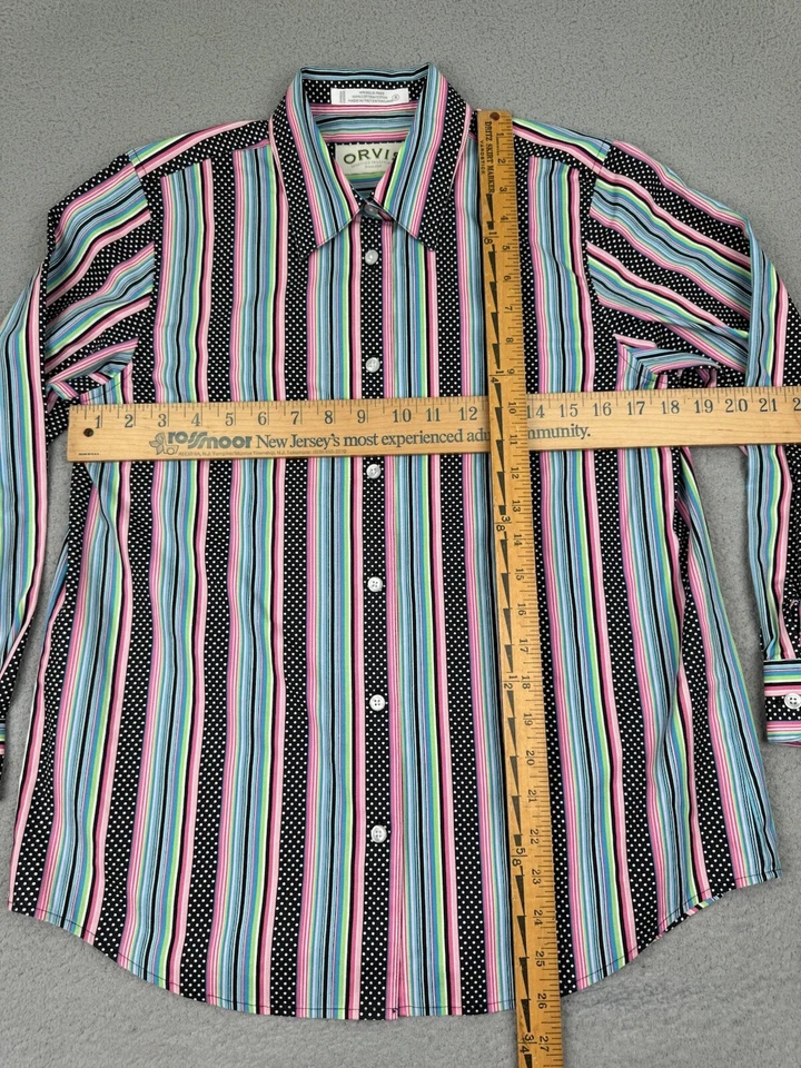 Camisa Orvis para mujer 6 lunares multicolores a rayas manga larga con botones LEER Foto 3 de 4