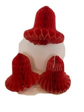 3 Honeycomb RED Bells Decorations Tissue Vintage Lot of 3 7  All have Strings