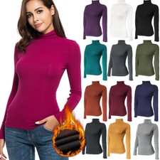 Women Long Sleeve Mock Turtleneck Tops Basic Layer Shirts Thermal Underwear Top