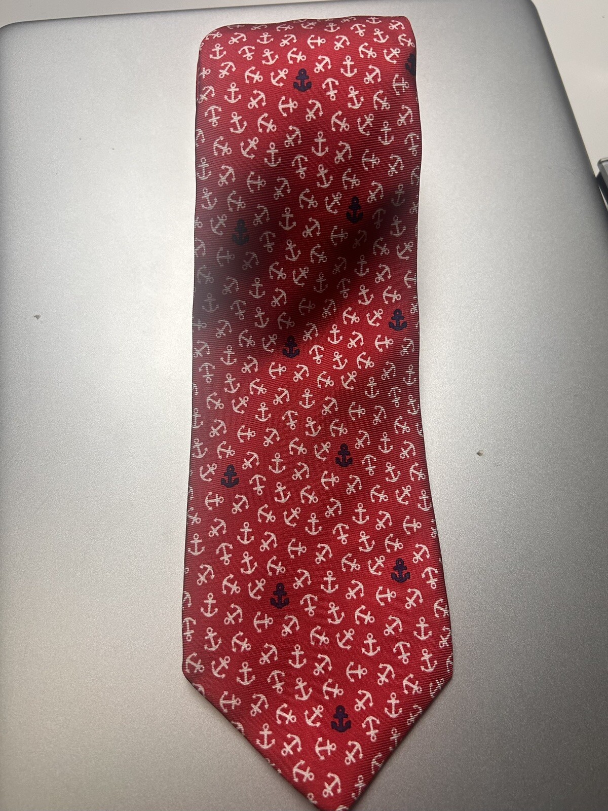 Mens Tie Brooks Brothers Anchor Nautical Red White Blue NWT
