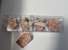 Pack of 4 Scented Shaped 3D Tealight Rose Flower With Glitter Candles Handmade 