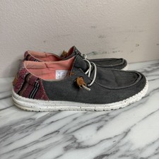 Hey Dude Wendy Funk Baja Navy Canvas Slip On Loafers Women's Size 9 Shoes
