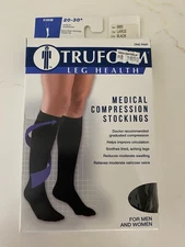 Truform 20-30 mmHg Large Black Below Knee Closed Toe Compression Stockings 8865